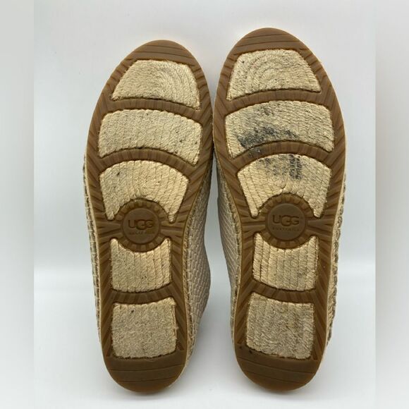 UGG Australia Beige Metallic Espadrille Flats SZ 8/250 - Picture 12 of 12